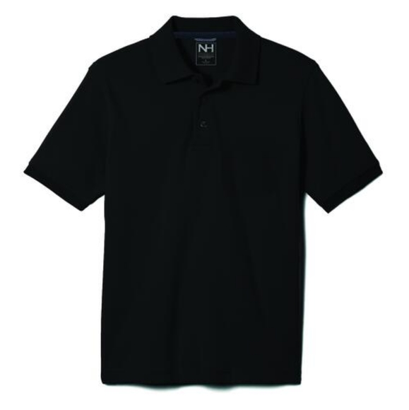 MEN'S BLACK LACK POLO SHORTS SLEEVE - Picture 1 of 4